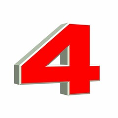 Fototapeta premium chiffre 4 rouge 