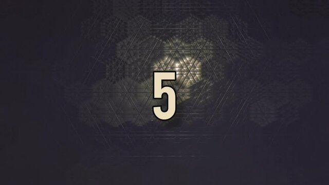 A counting animation from 1 to 15 seconds on a dark background with a simple hexagon pattern