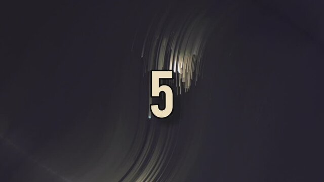 A counting animation from 1 to 15 seconds on a dark background with golden curvy lines