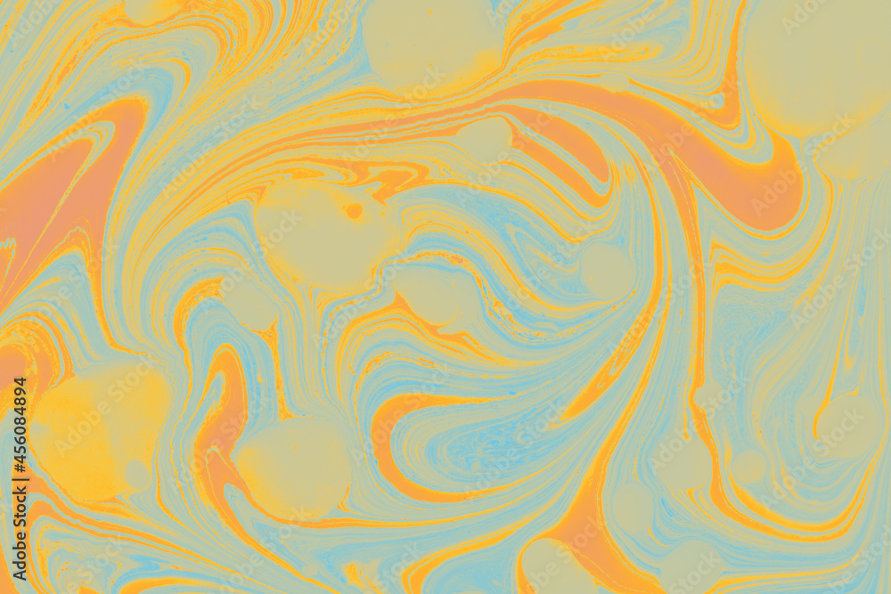 Poster illustration of a mixture of colors on a texture with different shapes