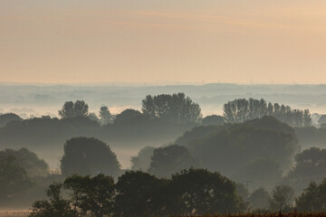 Low lying mist at dawn, on a late summers day in Sussex