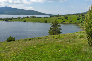 Fototapeta premium landscape of Belmeken Dam, Rila mountain, Bulgaria