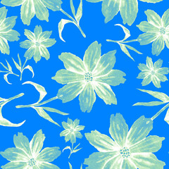 Watercolor seamless pattern with flowers. Vintage floral pattern. Flower seamless pattern. Botanical art. Floral botanical collection. Wedding floral set. Watercolor botanical design.	