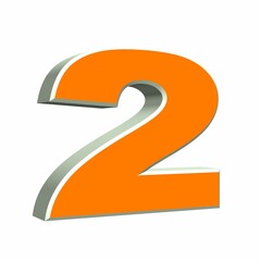 chiffre 2 orange 