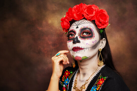 Portrait of Catrina, typical Mexican character representative of the day of the dead.