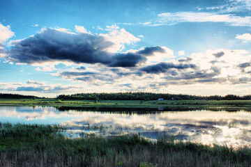 sunset over the lake