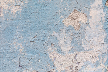 rotten wall with peeling old blue color
