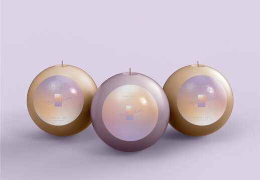 Three Round Candles Mockup