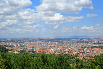 Fototapeta premium Eskisehir, Turkey. Panoramic view on a blue and cloudy day.