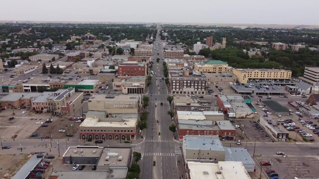 Aerial view of Moose Jaw - A small town in Saskatchewan Canada