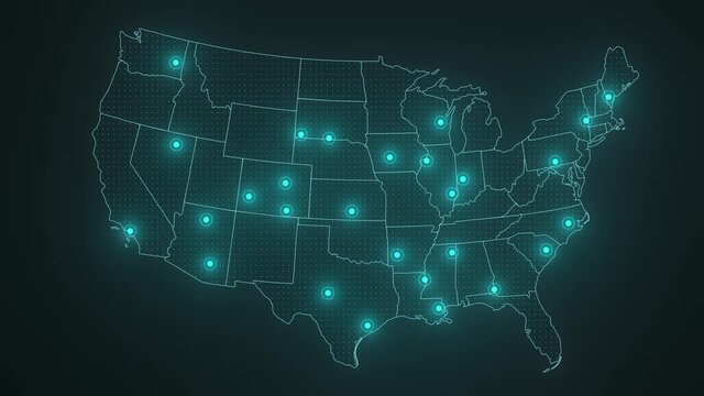Abstract technical USA map