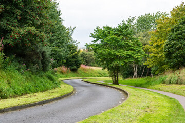 Fototapeta na wymiar Road in Holyrood Park in Edinburgh, Scotland.