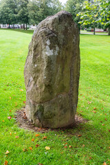 Standing stone at Balfarg prehistoric site in Glenrothes, Scotland.