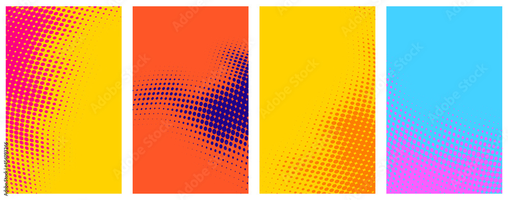 Aufkleber set of abstract halftone colorful backgrounds.