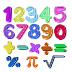 Vector, Set of numbers and mathematical signs full of color, ideal for playing with niches, crafts, numbering from 1 to 9 and different signs. works and illustrations.