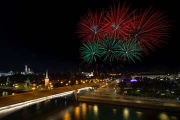 Fototapeta na wymiar fireworks during the festival of military bands