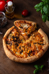 Traditional Italian pizza with cheese and mushrooms