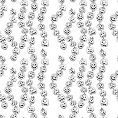 Seamless pattern of sketches various halloween pumpkins