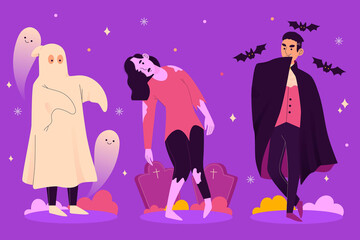 Obraz na płótnie Canvas happy halloween character scary collection design vector illustration