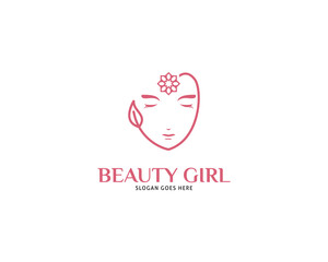 Woman face logo design vector illustration, Girl silhouette for cosmetics, beauty, salon, health and spa, fashion themes