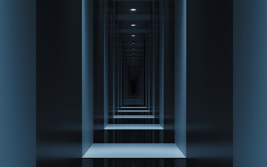 Dark tunnel background, 3d rendering.