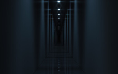 Dark tunnel background, 3d rendering.
