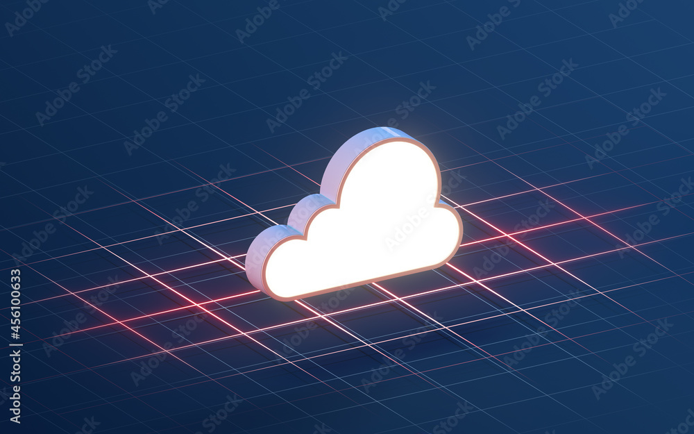 Canvas Prints Cloud with dark gridding background, 3d rendering.