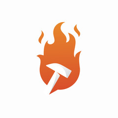 Fire hammer logo template design