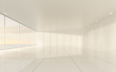 Fototapeta na wymiar The white empty room, 3d rendering.