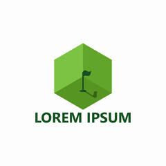 Hexagon golf indoor logo template design