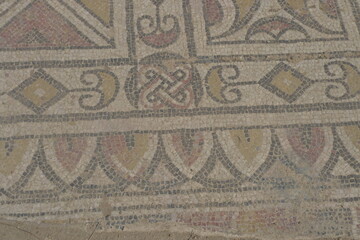 Antique roman mosaic in Porto Torres, Sardinia, Italy