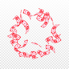 British pound notes falling. Floating GBP bills on