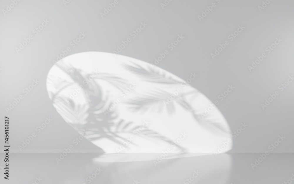 Poster an empty room with round window, 3d rendering.