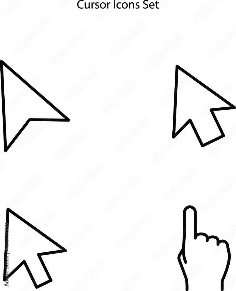 Poster Cursor icons set isolated on white background. Cursor icon in trendy design style for web site and mobile app. Cursor vector icon modern and simple symbol.