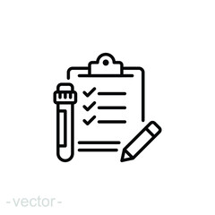 Clinical analysis result icon. Outline style. Lab blood test, medical exam health check, hiv, medicine concept. thin line symbol vector illustration isolated on white background editable stroke EPS 10