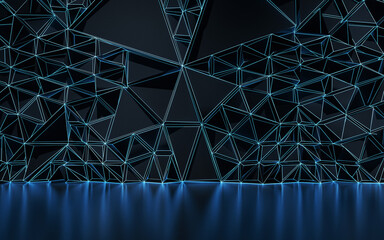 Empty room and neon with dark background, 3d rendering.