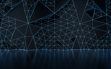 Empty room and neon with dark background, 3d rendering.