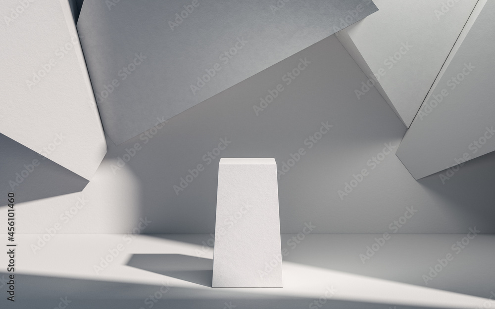 Poster abstract geometric architecture and empty stage, 3d rendering.