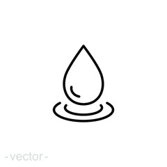 Fototapeta premium Drop water icon. Simple outline style. Bath, drop target, nature concept. Thin line symbol. Vector illustration design isolated on white background. Editable stroke EPS 10