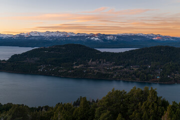 Spectacular view of the Nahuel Huapi National Park in the cities of San Carlos de Bariloche,...
