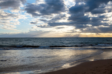 Obraz premium Summer vacation, holiday background of a tropical beach and blue sea. Hawaii beach.