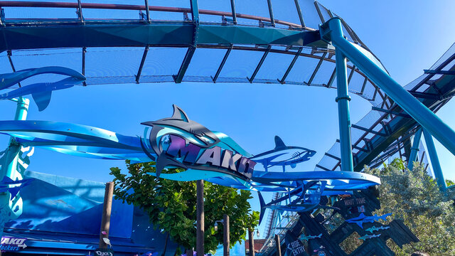 The entrance to the Mako Roller Coaster at SeaWorld Orlando Florida