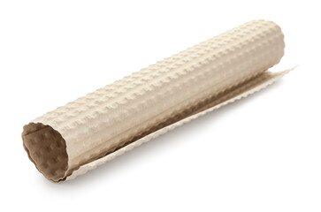 Rolled cardboard sheet on white background