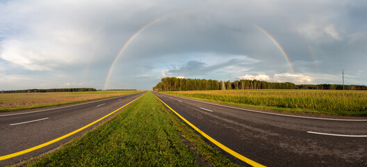 rainbow over the road