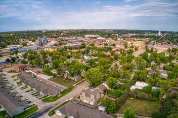 Aerial View of Jamestown, North Dakota along Interstate 94