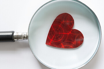 red heart and glass