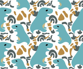 Dinosaur baby funny vector seamless pattern for kid fashion style and paper gift.