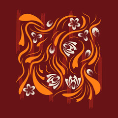 Folk flowers floral art print Flowers abstract art