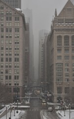 city street in the snow 
