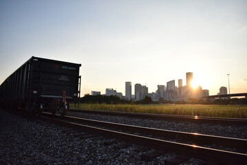Fototapeta premium railway at sunset